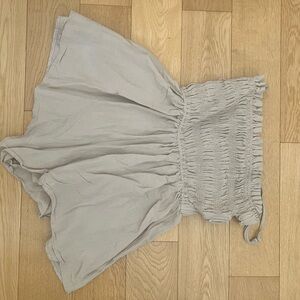 Light Gray Smocked Bodice Romper